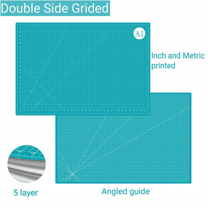 18"x24" Self Healing Cutting Mat, Sewing Mat for Crafts, Double Sided 5-Ply Table Cutting Board for Fabric Quilting Leather Modeling Hobby Project, Turquoise