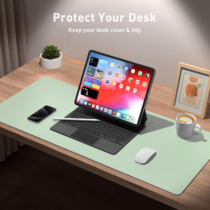 Aothia Non-Slip Waterproof PU Leather Desk Pad Protector for Mouse, Writing Desk, Office, Home, Laptop Blotter, 23.6" x 13.7", Black - Colors A