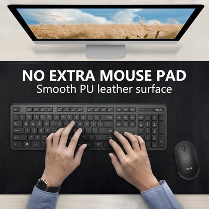 Dual-Sided Desk Pad, Large Mouse Pad - Natural Cork & PU Leather Non-Slip Waterproof Desk Mats for Office and Home (Blue, 31.5" x 15.7")