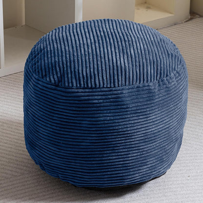 HIGOGOGO Round Stuffed Pouf Ottoman, Corduroy Poufs with Foam Chunk Filling, Furry and Fluffy Pouf Foot Stool Storage Ottoman, 20 X 15 Floor Poufs Foot Rest for Living Room, Dark Grey