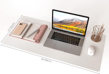 RENMTURE Dual-Sided Mouse Pad, Natural Cork & PU Leather Large Desk Pad for Office and Home Work, Desk Protector Non-Slip, Waterproof, Easy Clean (Olive Green, 32"x16")