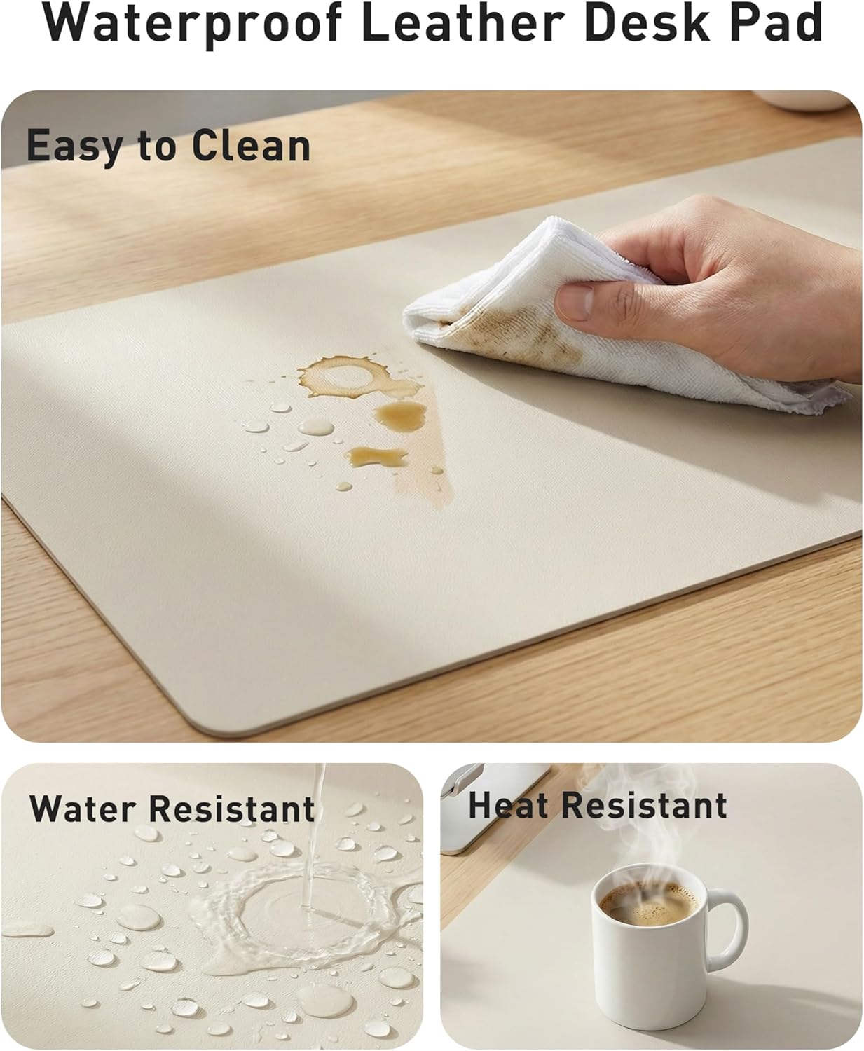 Aothia Leather Desk Pad Protector, Mouse Pad, Office Desk Mat, Non-Slip PU Leather Desk Blotter, Laptop Desk Pad, Waterproof Desk Writing Pad for Office and Home (Brown,23.6" x 13.7") - Colors A