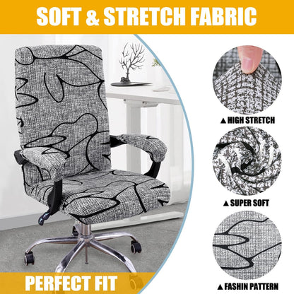 Smiry Stretch Printed Office Chair Armrest Covers, 2 Pcs Soft Fit Removable Washable Computer Desk Chair Arm Covers Protector, Black