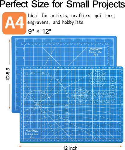 Density-upgraded 18"x12" Self Healing Cutting Mat, Idemeet Rotary Sewing Mat for Crafts, 5-Ply Blade Table Protector Cut Board for Fabric Leather Cutting Quilting Modeling Hobby Project, A3, Black