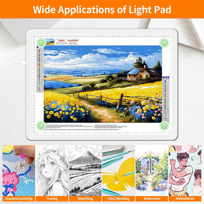 Elice Magnetic A4 Light Board for Diamond Painting, Ultra-Thin Tracing LED Light Box with Side Buttons, Super Bright Diamond Art Light Pad, Light Table for Drawing, Sketching, Weeding Vinyl - Black