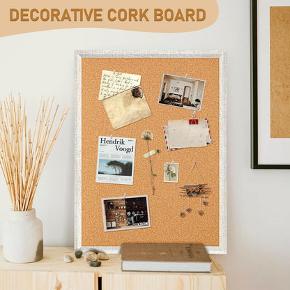 DOLLAR BOSS White Cork Board for Wall - 24 X 18 Inches, Rustic Wooden Frame Bulletin Board, Decorative Hanging Pin Board for Office & Home Decor