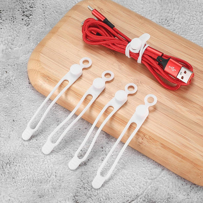 25 Pcs Silicone Cable Ties, Reusable Cable Straps Wire Organizer, Cable Management Cord Organizer for Fastening Earphone Phone Charger Home Office Desk Kitchen Appliances Cable Cords Wires