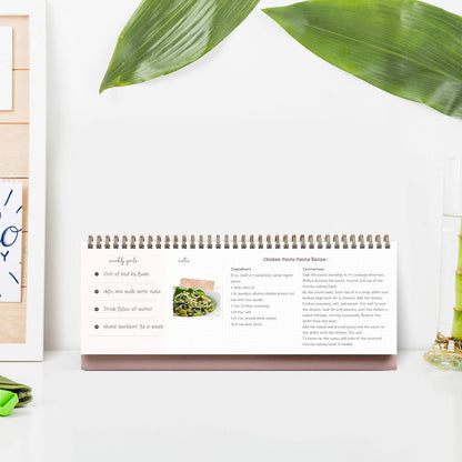 Pink Abstract Non-Dated Spiral Weekly Desk Calendar Planner, 60 Week Inspirational To Do List Pad Desktop Stand, 3.75" x 10.5", La Lune Collection by Bright Day