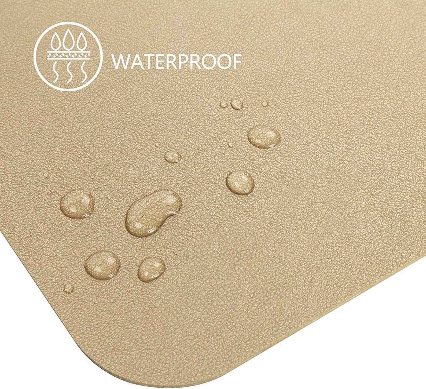 HofferRuffer Desk Pad, Office Desk Protector Mat, Waterproof Desk Mat for Desktop, Dual Side Use Faux Leather Desk Pad for Keyboard and Mouse for Office and Home (Gold+Cork, 31.5" x 15.8")