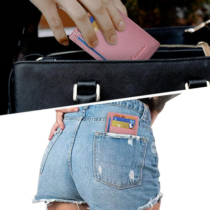 Travelambo Slim Wallet Front Pocket Minimalist Leather RFID Blocking Medium Size