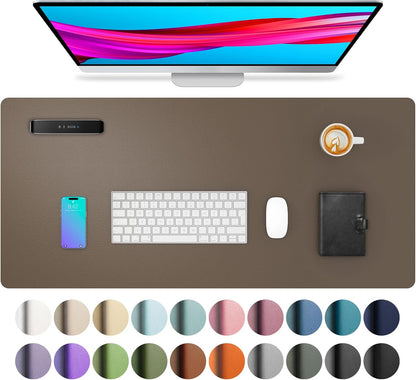 Aothia Leather Desk Pad Protector, Mouse Pad, Office Desk Mat, Non-Slip PU Leather Desk Blotter, Laptop Desk Pad, Waterproof Desk Writing Pad for Office and Home (Brown,23.6" x 13.7") - Colors B