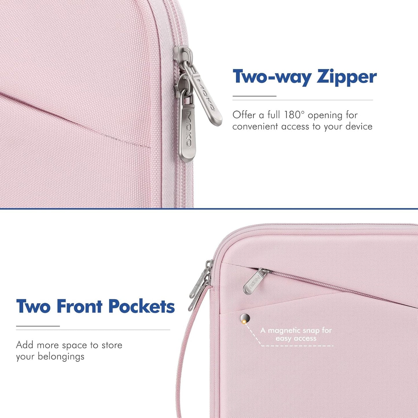 MoKo 9-11 Inch Tablet Sleeve Carrying Case with Handle, Padded Protective Travel Bag for New 11-inch iPad Air 4 2026/Pro M5/ A16, iPad 10th/Air 5/4th 10.9, i-Pad 9/8th 10.2,Tab S9/S8 11, Black