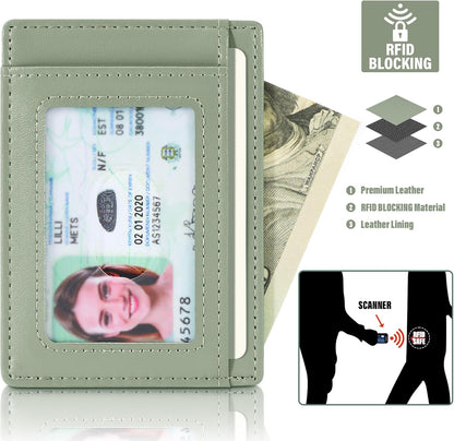 Travelambo Slim Wallet Front Pocket Minimalist Leather RFID Blocking Medium Size