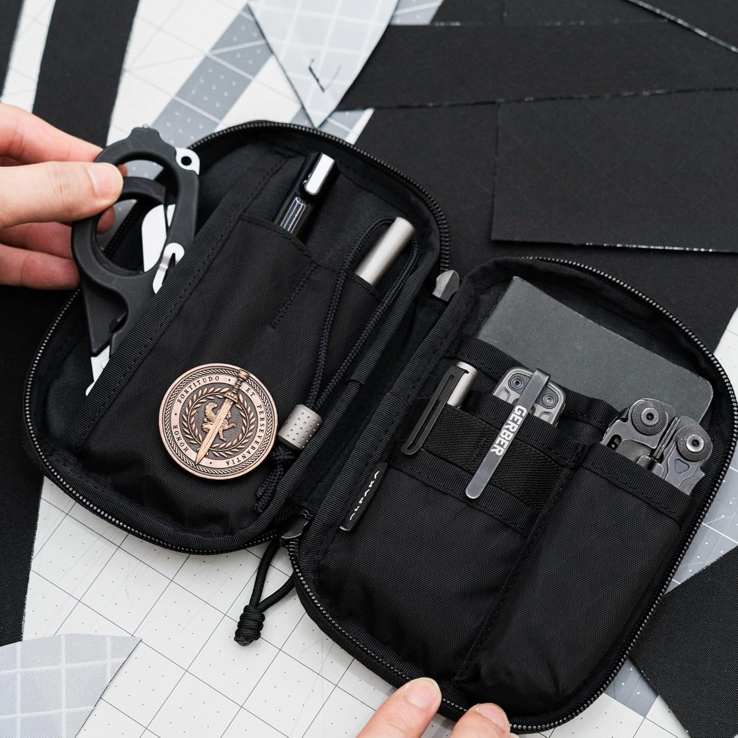 ALPAKA Admin Pouch Pro EDC Organizer - Small Tool Pouch with Smooth Zipper, Weatherproof Storage for Electronics, Cables, Travel Accessories - Black Axogrid 300D Fabric