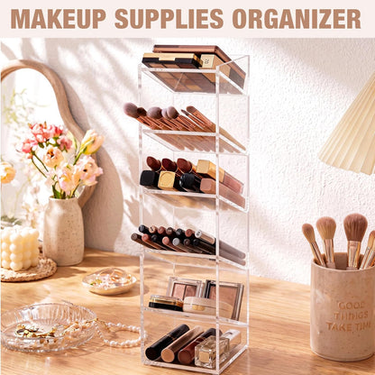 MotiMind Acrylic Pen Organizer Storage for 250 Markers Vertical Marker Organizer Acrylic Pen Display Holder for Office Desk Desktop Stationery Pencil Storage, Clear, 13 x 4 x 12.4 Inch