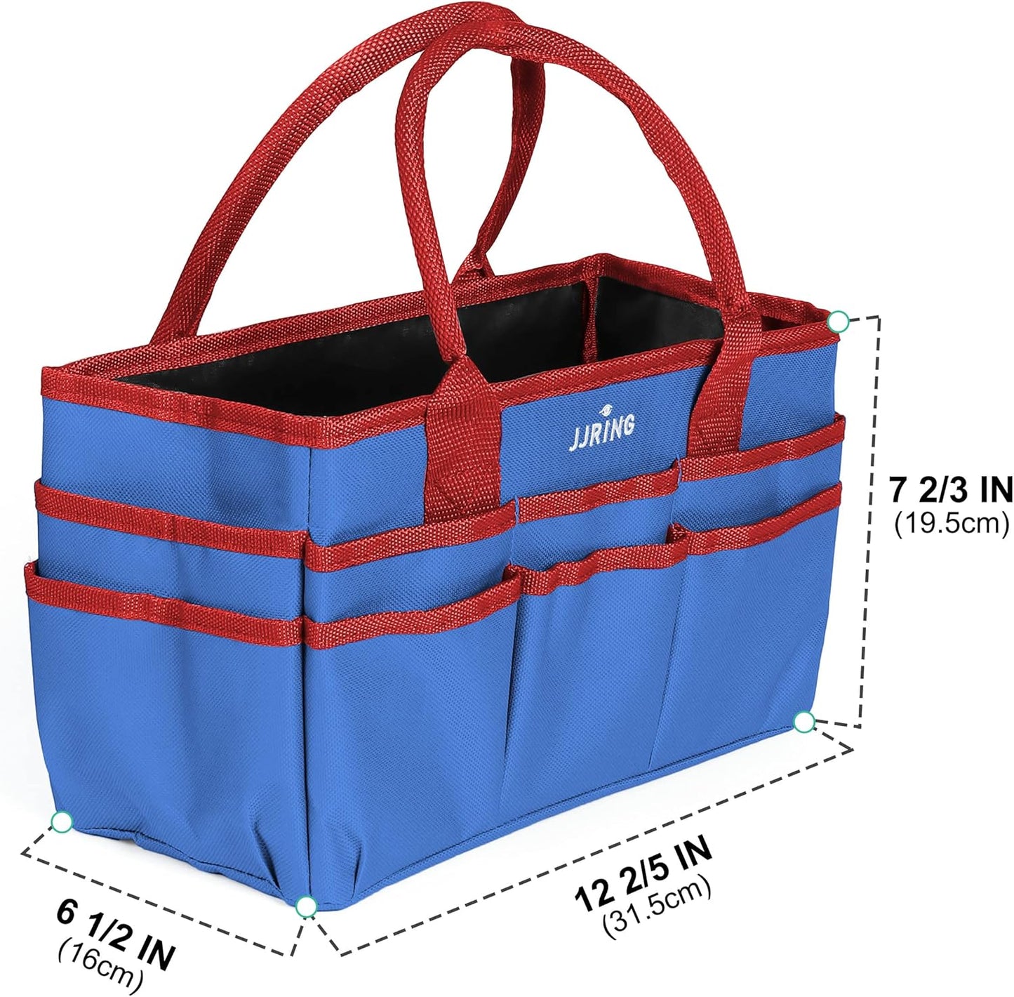 Jjring Craft and Art Organizer Tote Bag - 600D Silver Nylon Fabric Art Caddy with Pockets - for Art, Craft, Sewing, Medical, and Office Supplies Storage