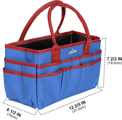 Jjring Craft and Art Organizer Tote Bag - 600D Silver Nylon Fabric Art Caddy with Pockets - for Art, Craft, Sewing, Medical, and Office Supplies Storage