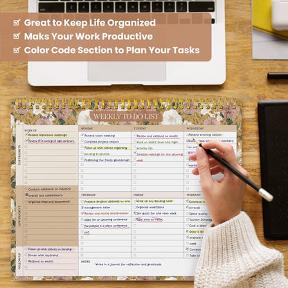 Weekly To Do List Notepad with 52 Undated Sheets（8.5"×11"）- Undated Weekly Planner Notepad for Office Desk Accessories and Supplies - Midnight Lilac