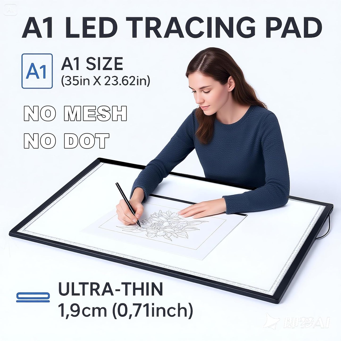 Large A2 LED Light Pad for Diamond Art Painting & Tracing, USB-Powered Light Board with 3 Brightness Levels - Includes Clips & Painting DIY Tools Kit