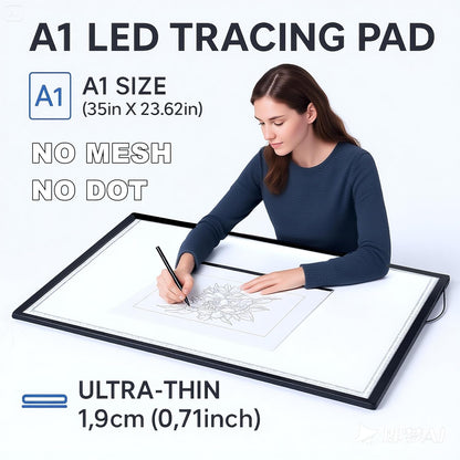 Large A2 LED Light Pad for Diamond Art Painting & Tracing, USB-Powered Light Board with 3 Brightness Levels - Includes Clips & Painting DIY Tools Kit