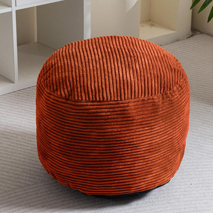 HIGOGOGO Round Stuffed Pouf Ottoman, Corduroy Poufs with Foam Chunk Filling, Furry and Fluffy Pouf Foot Stool Storage Ottoman, 20 X 15 Floor Poufs Foot Rest for Living Room, Dark Grey