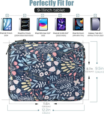 TiMOVO 9-11" Tablet Sleeve Bag for iPad 11-inch A16 2025, iPad 10.9"/10.2"| Air 11 Inch/5th/4th Gen. 10.9", Galaxy Tab A9+/A11Plus 11", Protective Bag with Pocket, Black