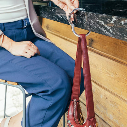 Attaché Purse Hook for Table - Portable Bag Hanger, Strong Durable Handbag Holder - 35lb Capacity Desk Hanger, Premium Bag Clip with Gift Box, Anti-Slip Car Tote Accessory - Aria Gold