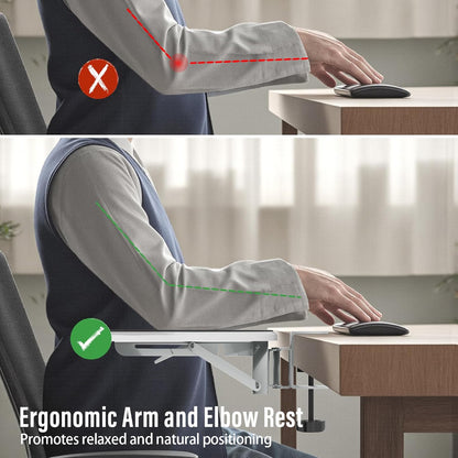 Ergonomic Arm/Elbow Rest for Desk - Foldable Rotatable Elbow Support for Computer Desk, Office & Gaming Comfort (Foldable Rotating Black)