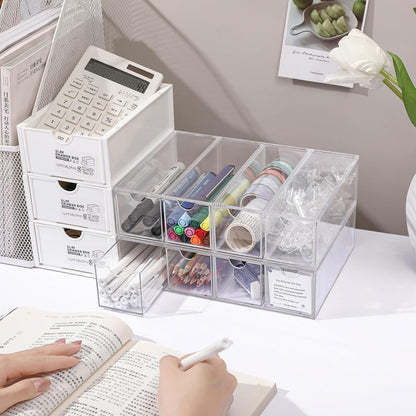 Acrylic Stackable Drawer Organizer with 4 Clear Drawers for Bathroom & Vanity Makeup Storage
