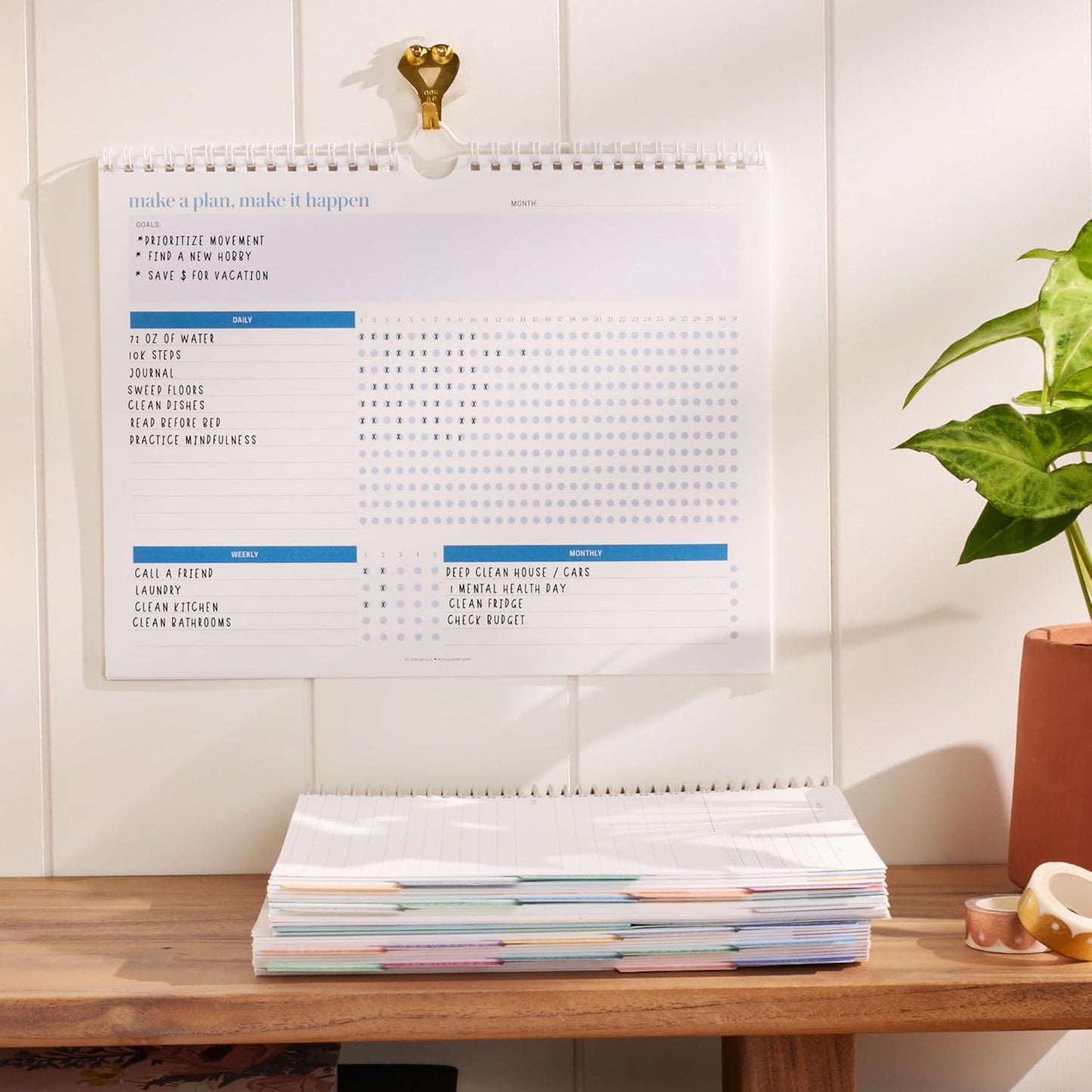 INSPIRED BY ERIN CONDREN Habit Tracker Wall Calendar, 8.5 x 11 Inch Monthly Hanging Habit Tracker with Motivational Layouts, 12 Month Goal Setting Calendar for Daily Habit Tracking and Organization
