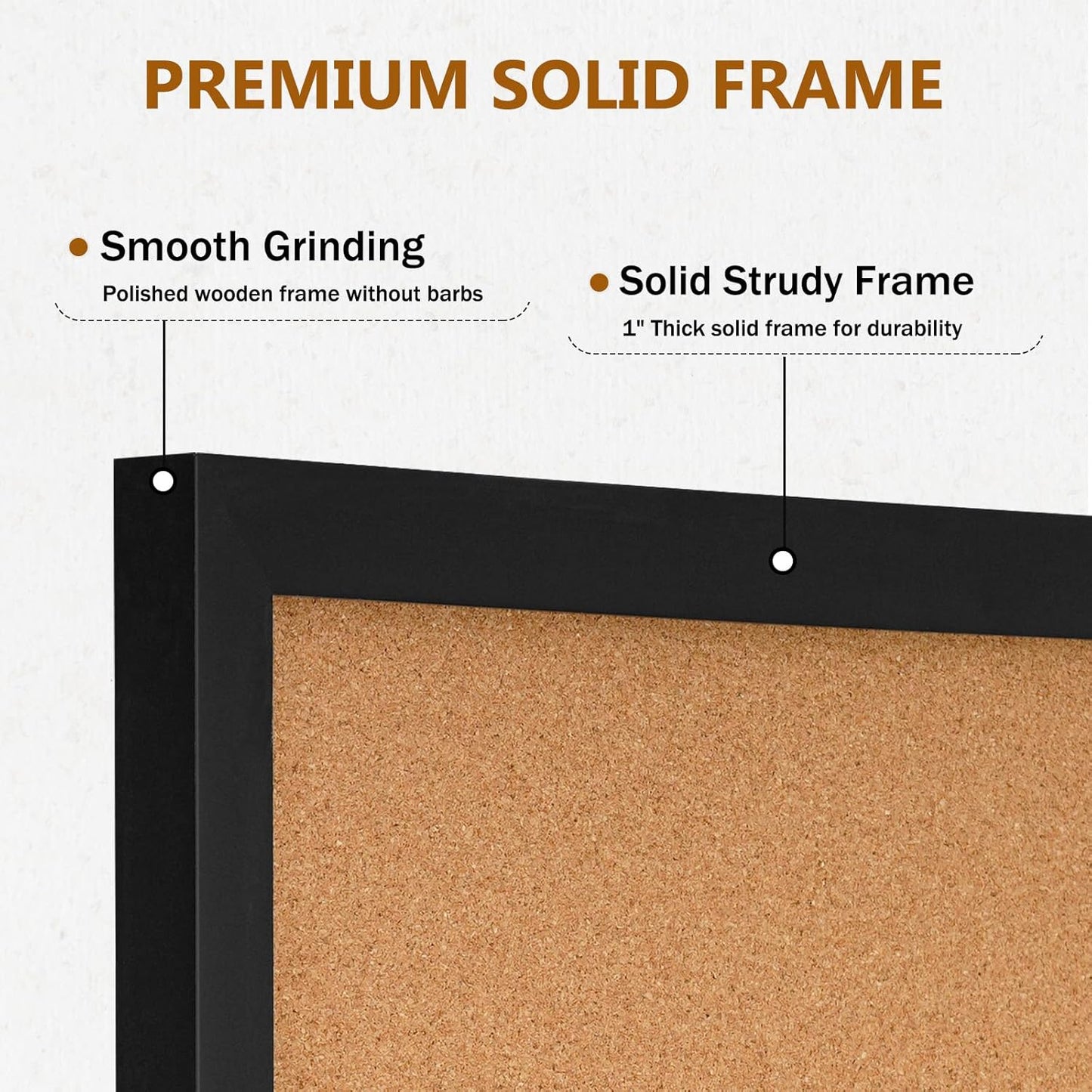 DOLLAR BOSS Bulletin Boards with Linen 1-Pack 16''X 12'' Double-Sided Cork Board for Walls Wood Framed Bulletin Boards, Small Pin Board for Home Kitchen Office Decorative Hanging 10 Pushpins
