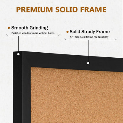DOLLAR BOSS Bulletin Boards with Linen 1-Pack 16''X 12'' Double-Sided Cork Board for Walls Wood Framed Bulletin Boards, Small Pin Board for Home Kitchen Office Decorative Hanging 10 Pushpins