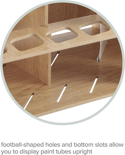 HG Art Concepts Mezzo Artist Drawing Rack - Wood Grain Laminate Multi Layer Desk Stand Professional Storage Display Organizer for Pens, Pencils, Drafting and all other Drawing Tools