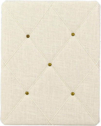White Burlap Covered with Criss-Cross Twine Bulletin Picture & Memo Board, 11.75 x 15.75