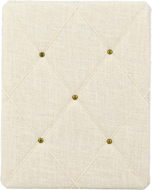 White Burlap Covered with Criss-Cross Twine Bulletin Picture & Memo Board, 11.75 x 15.75