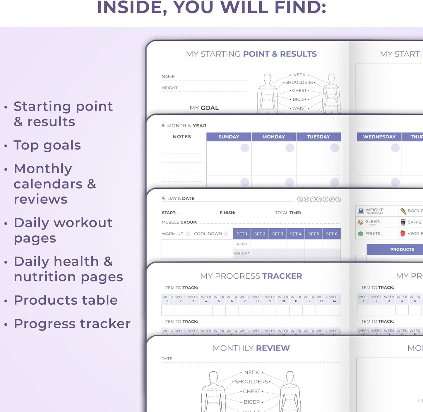 Clever Fox Fitness & Food Journal – Nutrition & Workout Planner for Women & Men – Diet & Gym Exercise Log Book with Calendars, Diet & Training Trackers - Undated, A5 Size, Hardcover (Forest Green)