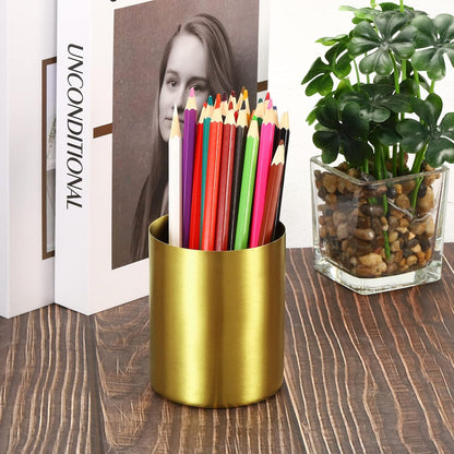 PATIKIL Pencil Holder, 3 Pack Pen Holder for Desk Stainless Steel Pencil Holders Cup Organizer Makeup Brush Holder for Desk Accessories, Silver