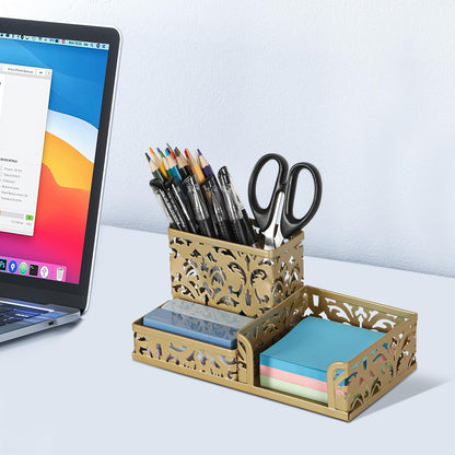 EasyPAG Desk Organizer with 3 Compartment for Pencil Sticky Note Holder and Office Accessories,White
