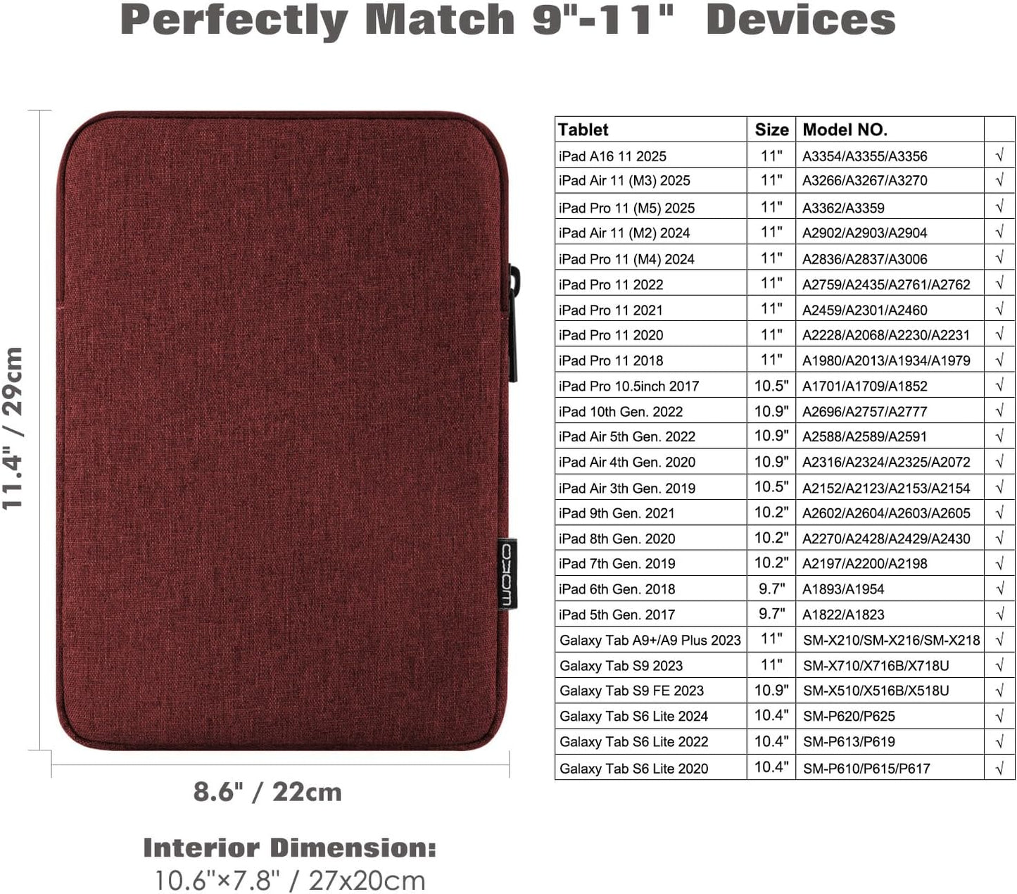 MoKo 7-8 Inch Tablet Sleeve Bag, Polyester Pouch Cover Case Fits iPad mini (A17 Pro) 8.3" 2024, iPad mini 6/5/4/3/2/1, Samsung Galaxy Tab S2 8.0, Tab A 8.0, ZenPad Z8s 7.9,Black