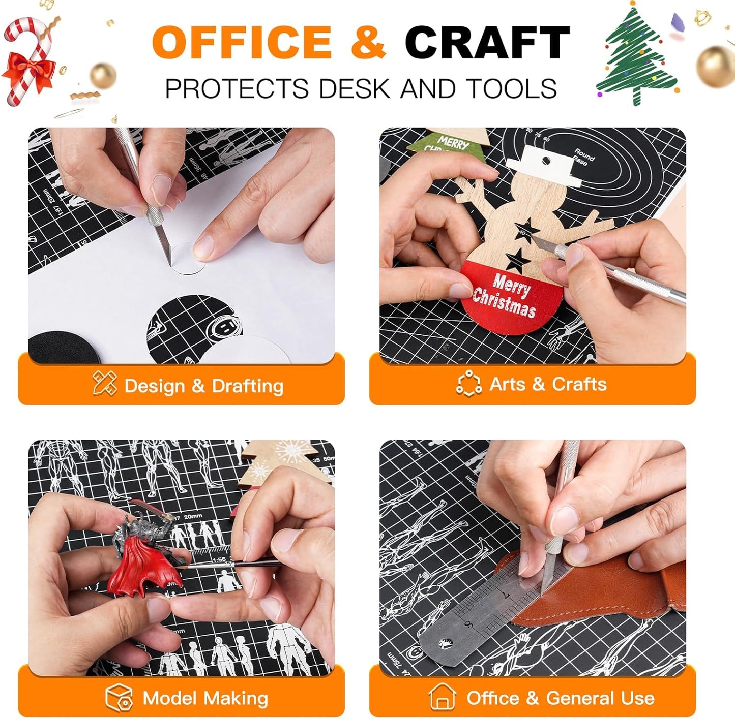 Golden Maple Self Healing Cutting Mat, 5-Layer Double-Sided PVC Non-slip Miniature Model Cutting Mat for Role Play, Board Game, Crafts, Wire Armature Sculpture, Scale Figure, A3 18'' x 12''