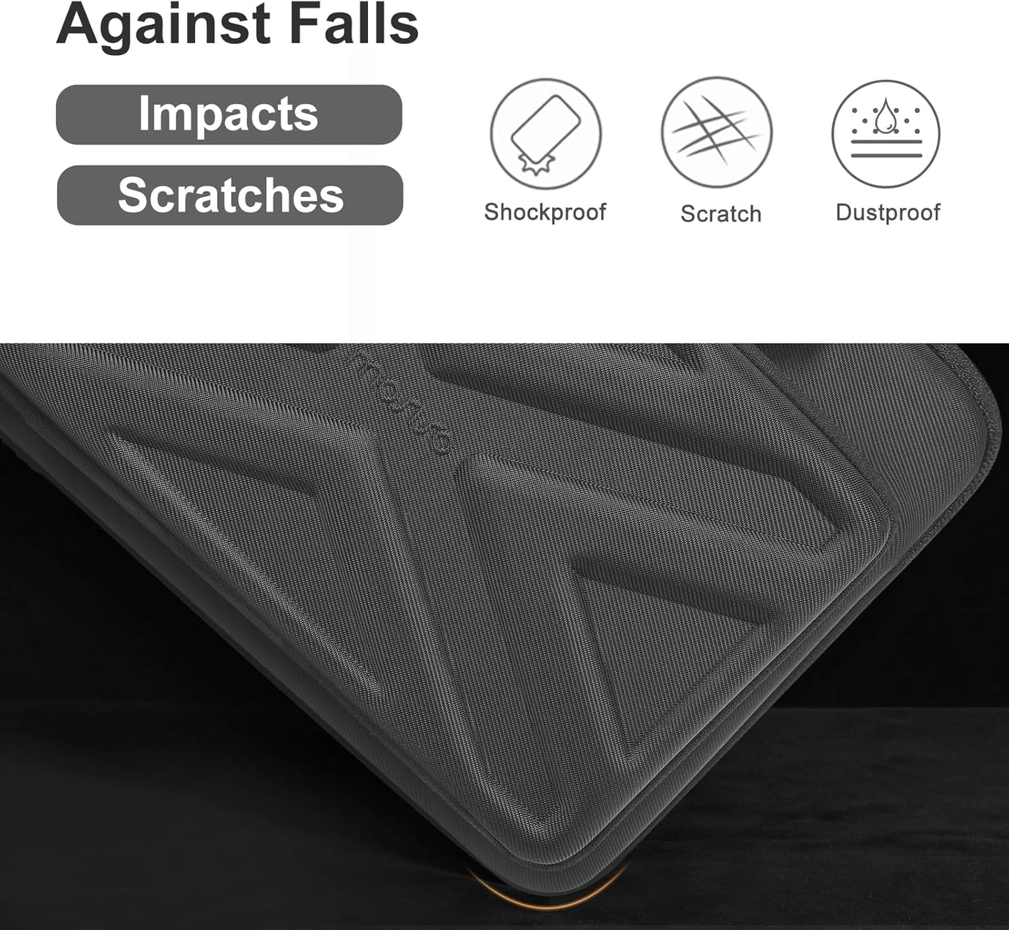 MOSISO 15.6-16 inch Laptop Hard Case, 15 inch Shockproof Waterproof Laptop Case Hard Shell Compatible with MacBook HP Dell, Carrying Sleeve Computer Bag with Sturdy Handle&Front Pocket&Belt, Black