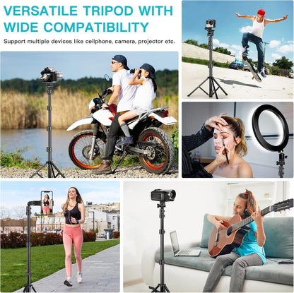 Phone Tripod, 86" Tall Tripod for iPhone with Flexible Gooseneck & Remote, Portable Aluminum Cellphone Stand for Selfies, Video Recording,Travel, Compatible with iPhone Android