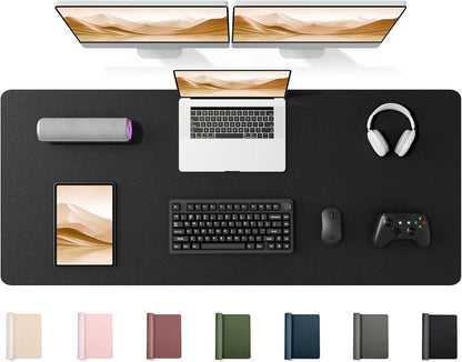 YSAGi 35.4" x 17" Large PU Leather Desk Mat for Keyboard and Mouse - Waterproof Non-Slip Desk Pad Protector for Office, Home, Writing Desk, Black