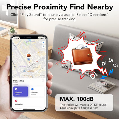 New Tracker Tag-1 Pack (Black), QCOQ Bluetooth 5.3 Tracker Tag Work with Apple Find My (iOS Only), Smart Tag with Protective Case/Keychain/Lanyard, Item Finder for Key/Wallet/Bag, Replaceable Battery