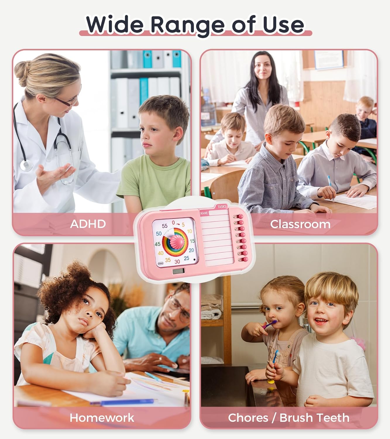 3-in-1 Visual ADHD Timer for Kids & Adults with Planning Board, Task Timer, Chore Chart & Visual Schedule Planner, Autism & ADHD Tools with Checklist for Homeschool Supplies, Home, School