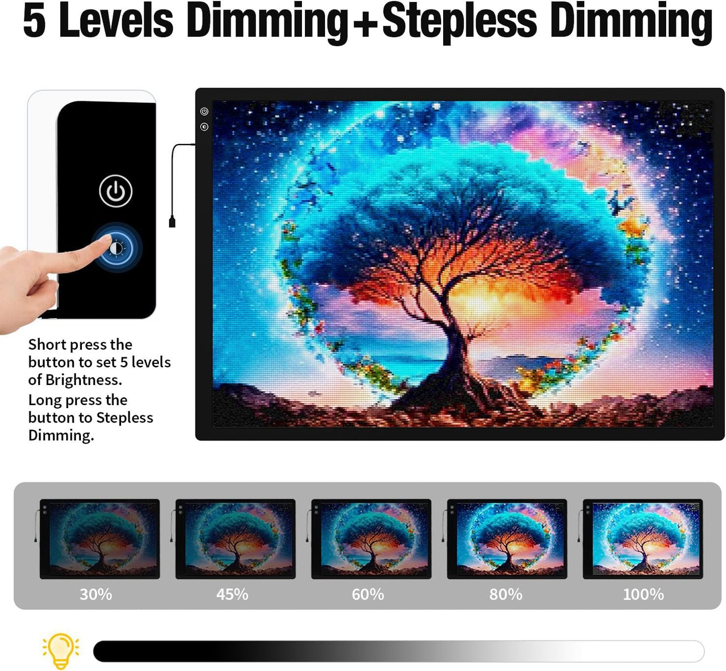 Rechargeable A4 Light Box with Padded Case,led Light pad with Built-in Stand & Clip,6 Levels of Brightness lightbox for tracing,Diamond Painting.Light Table for Artists,Drawing,Sketching,Animation