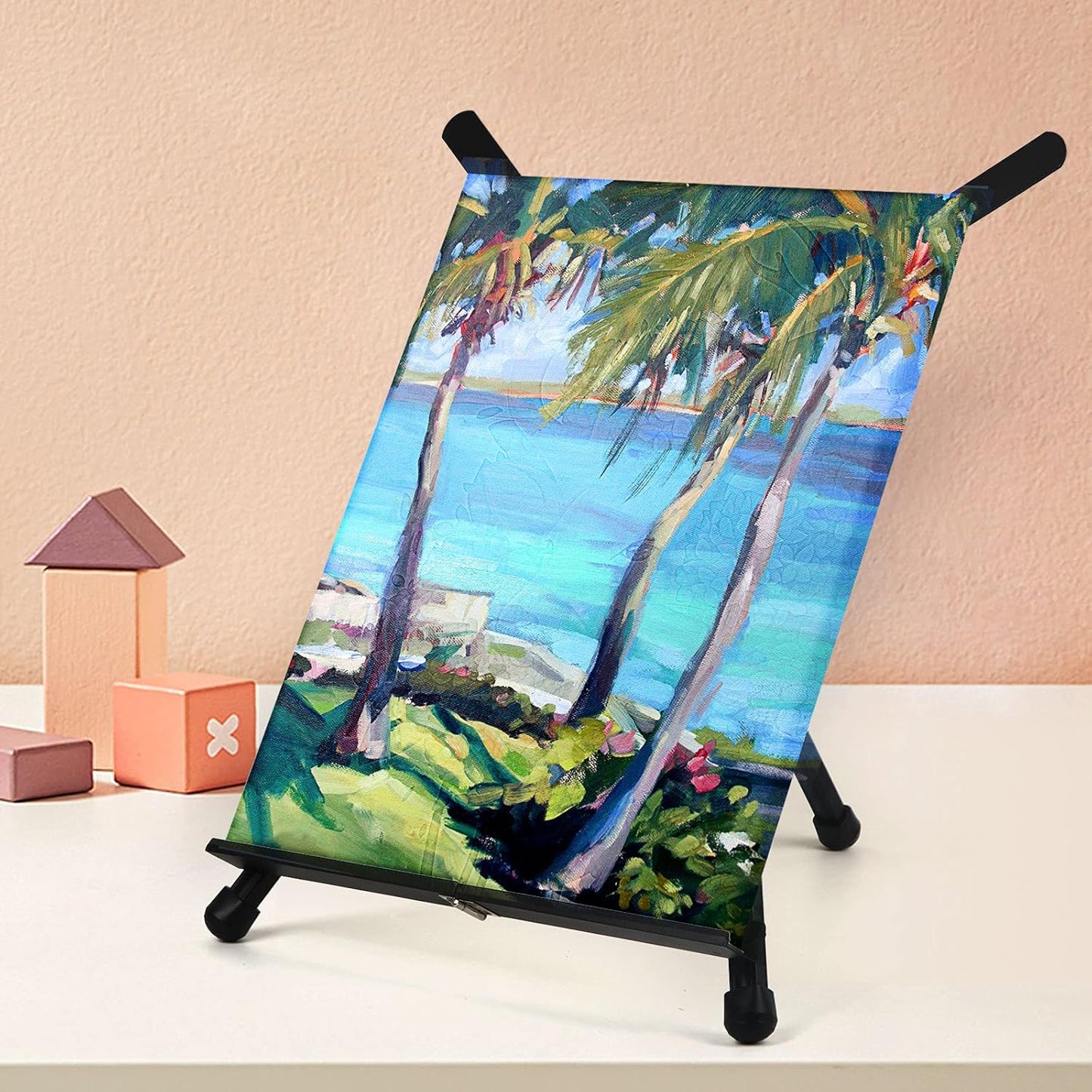 Falling in Art Aluminum 15" to 21" Tabletop Easel Display, Black Tripod with Rubber Feet, Holds Canvas, Paintings, Books, Photos, Signs