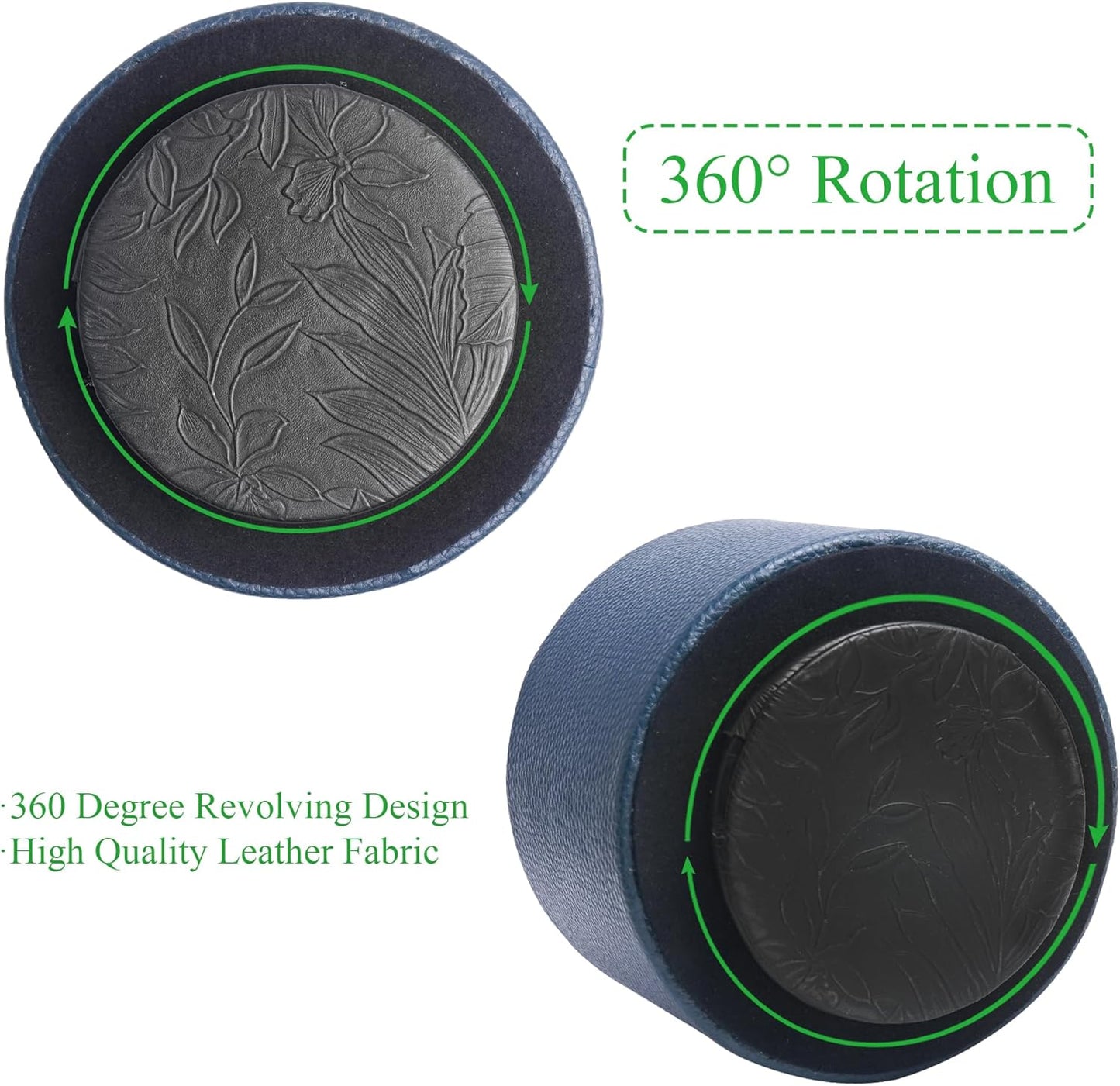 Round Leather Art Supply Organizer,Remote Control Holder,360 Degree Rotating,Multi-Functional Pencil Holder,4 Compartments Desktop Stationary Organizer(1-Fractal Flower) | Round - Colors B