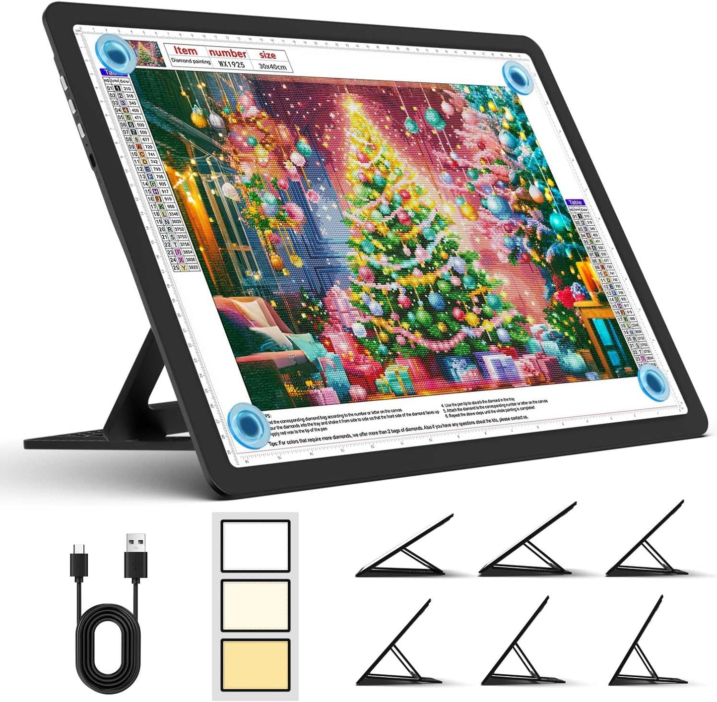 Heanolier Rechargeable A4 Light Board with Stand, 7100Lux Super Bright Magnetic Light Pad with Side Buttons, Wireless Light Box for Tracing, LED Light Table for Diamond Painting,Sketching,Drawing