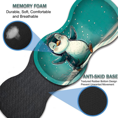Mouse Wrist Rest and Keyboard Wrist Rest Pad Set, Non-Slip Rubber Base Smooth Surface Ergonomic Gaming Mouse Pad for Easy Typing and Pain Relief, Antique Blue Wood Grain Dog Paw + Coaster
